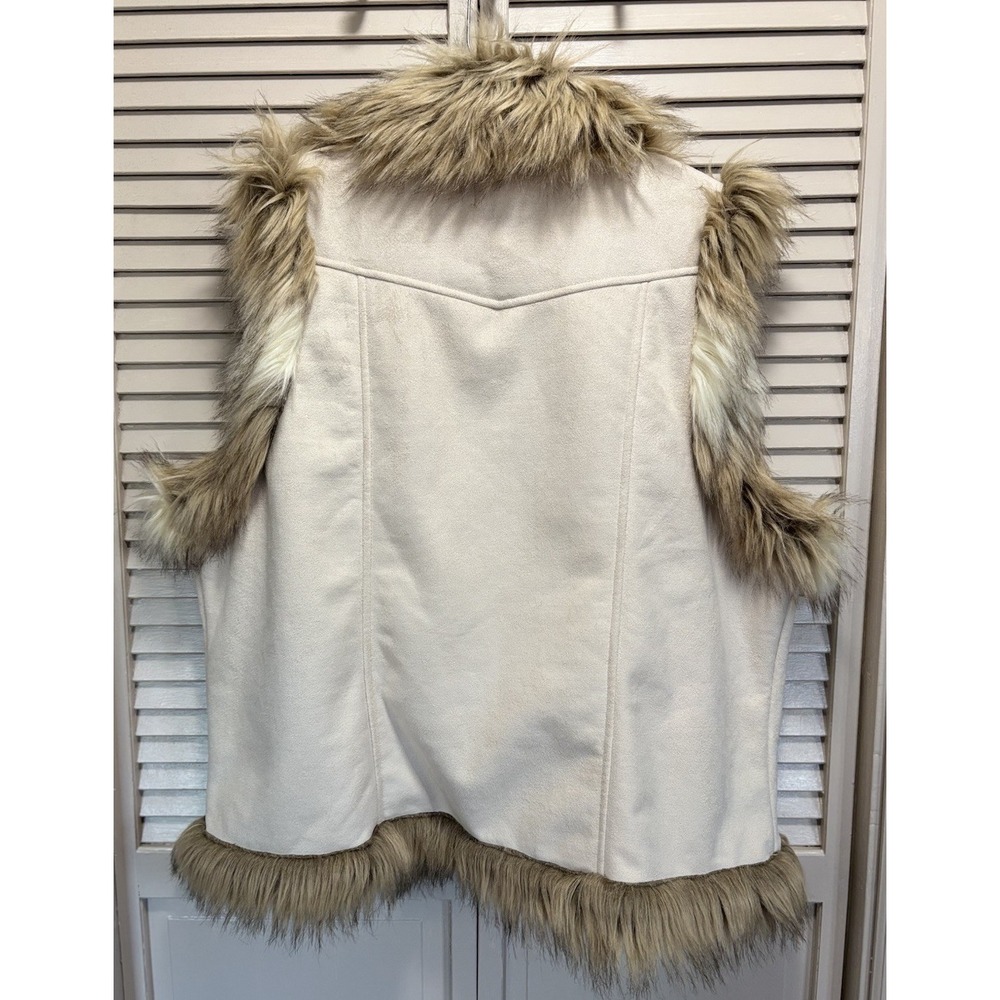 Back in the Saddle Faux Fur/Suede Sherpa Lined Vest Open Front Pockets Sz 1X - Picture 5 of 6